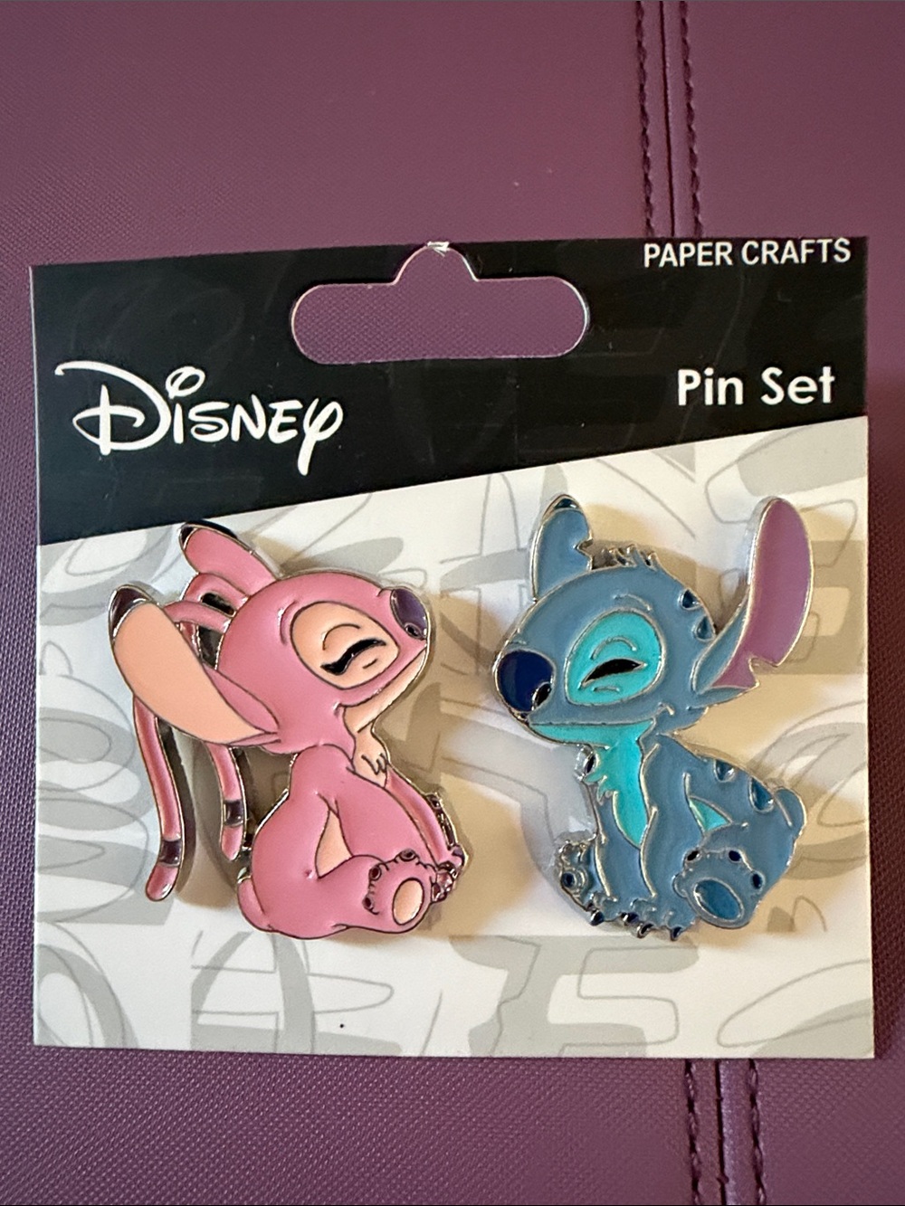 Disney Pink Angel & Blue Stitch Enamel Pin Duo